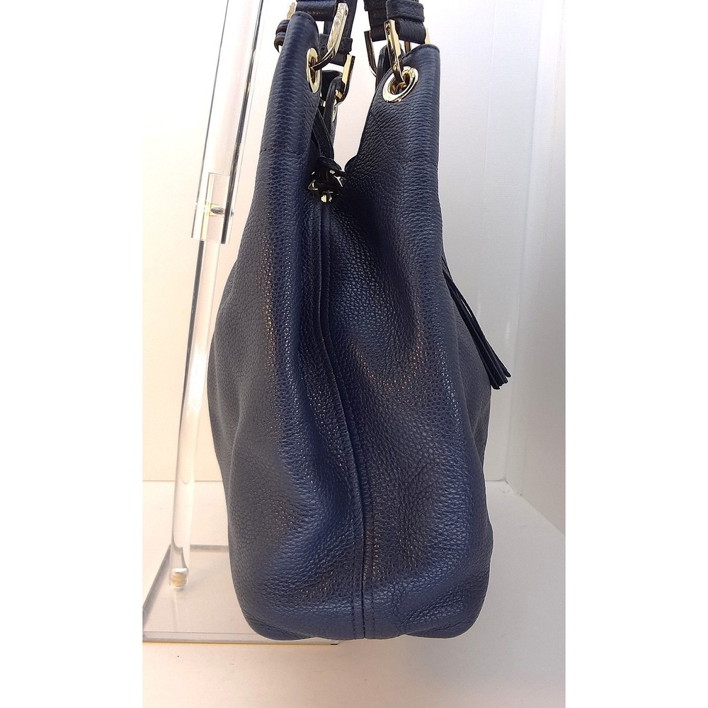 Michael Kors Camden Navy Blue Large Leather Drawstring Bucket Bag Tassels - Picture 5 of 8